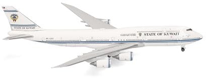 herpa modello aereo Boeing 747-8, Kuwait Government, miniatura in scala 1:500, pezzo da collezione, senza supporto, metallo