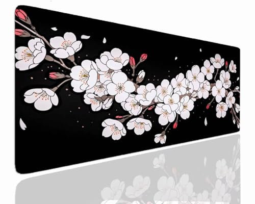 Gaming Mousepad XXL 160x80x0.4cm Mauspad XXL Gaming Groß Mouse Pad Desk Mat VernäHte Kanten Schreibtischunterlage Weiß Tischunterlage Large Size Schreibtisch Unterlegmatte Anti-Rutsch Mousepads J-1165