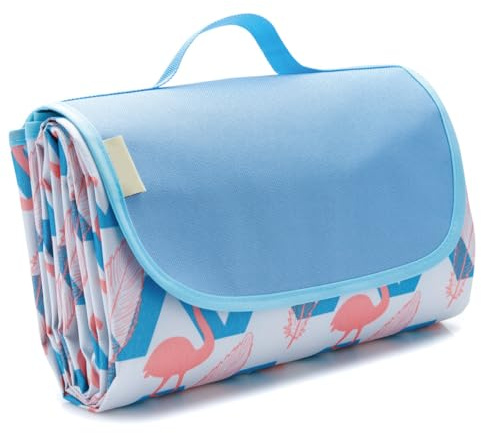 DHSUN Picknickdecke wasserdicht Strandmatte Gepolstert 200x200 Sandfreie Stranddecke Oxford Cloth PVC Waterproof Picnic Blanket mit Tragegriff Extra Dicke Campingdecke für Outdoor Picknik & Camping