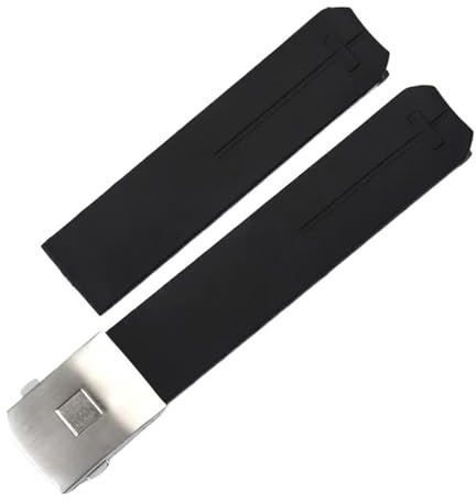 DHPLYO Kompatibel mit Silikonkautschuk-Uhrenarmband, kompatibel mit Tissot 1853, Tengzhi T-Touch T013, wasserdichtem Uhrenarmband T047T081T33, Armband 20 mm 21 mm(Black-Silver Buckle,20mm)