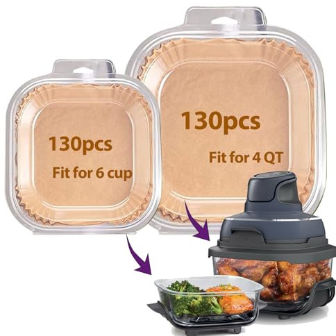 Air Fryer Liners Disposable for Ninja Crispi, 260 PCS Ninja Crispi Air Fryer Accessories for Ninja Crispy Glass Container, Ninja Crispi Accessories for 4 QT & 6 Cup Ninja Crispy Air Fryer