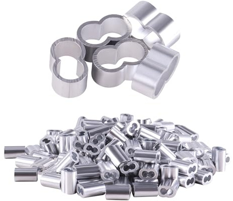 SUKITMISO 40 Stück 10mm Aluminium Crimpschlaufe Vorgeformte Profi Seilklemme 10mm Würgeklemmen Quetschhülsen 10mm Pressklemmen Doppelhülsen Klemmhülsen für Expanderseil
