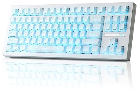 ZORNHER ZH870 Gaming Tastatur Kabellos, Mechanische Tastatur 80% Wireless Keyboard Weiß mit White Contour IMD PC Keycaps, Creamy Linear Switches, Hot Swap, RGB Beleuchtung