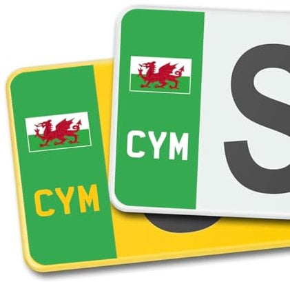 Premium 3M Vinyl Stickers for UK Car Number Plates Decorative Purposes – Wales (Red Dragon) – Bubble-Free & Easy Application – Set of 2 (Front & Rear) (CYM, Green)