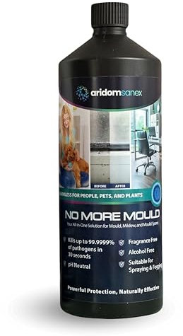 Mould & Damp Surface Spray Refill – HOCl-Based, Fragrance-Free Formula | Works on Tiles, Walls, Grout & More | Removes Mildew Stains – 1000ml | No More Mould by Aridom Sanex