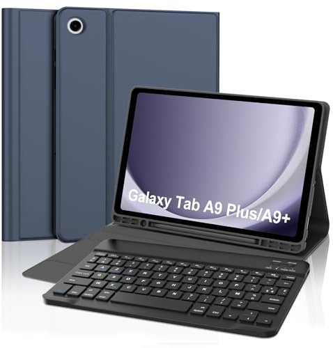 FOGARI Clavier pour Samsung Galaxy Tab A9 Plus/A9+ 2023 11 Pouces,AZERTY Français Clavier Magnétique Bluetooth sans Fil Étui Housse pour Samsung Tab A9 Plus, Bleu Foncé