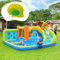 Montary Hüpfburg mit Gebläse Multifunktionaler Wasserpark+Trampolinpark für Kinder, Wasserrutsche, Wurfpunktwand,Basketballkorb,Kletterwand (Blue, 410 * 315 * 203cm)