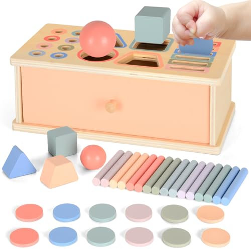 Montessori Spielzeug ab 1 2 3 Jahr, Farbe Form Sortierspiel ab 1 Jahr, Holzspielzeug Montessori ab 2 Jahre Motorikspielzeug Baby Sensorik Spielzeug Kleinkinder Lernspiele Geschenk für Jungen Mädchen