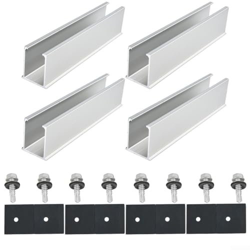 Lot de 4 rails de montage adaptables pour panneau solaire de 20 cm conçus pour les solutions de toiture en tôle trapézoïdale