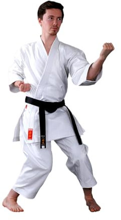 KAITEN Kimono de karaté européen régulier – Karaté Gi blanc 11 oz coton – Pantalon avec fermeture à cordon, Blanc., 185 cm