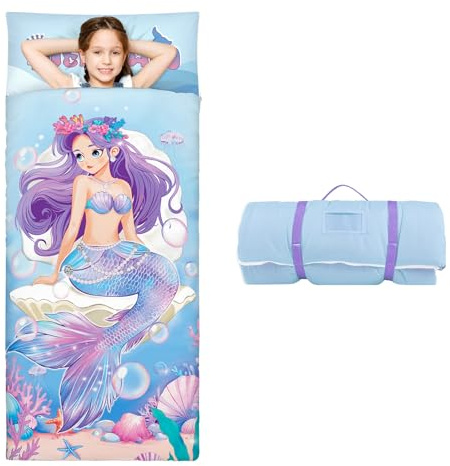 decalsweet Sac de Couchage Enfant, Tapis de Sieste Pliable 170×75cm Sirène