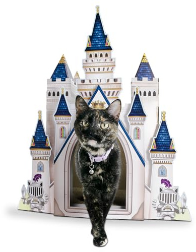 HappyCat Castle Cat Scratcher House - Royal Cardboard Cat Playhouse with Multi-Level Design & Spacious Interior - Perfect Scratcher for Indoor Cats
