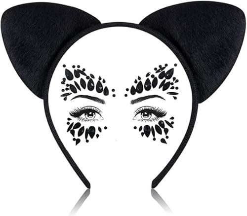 kiimiipa 2pcs Halloween Katzenohren Haarreif,Cat Ears Headband,Halloween Party Zubehör Kostüm für Halloween,Party Maskerade Cosplay Kopfschmuck Dekoration für Kinder,Damen Heren