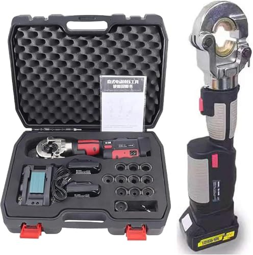 Pince à sertir hydraulique rechargeable 10-300 m², outil de sertissage hydraulique électrique avec 12 paires de matrices, pince à sertir à piles pour bornes en cuivre et aluminium, noir
