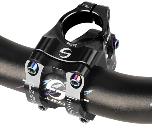 CNC aluminum alloy mountain bike handlebar, high-strength hollow short stem, suitable for most bicycles, road bikes, mountain bikes, BMX bikes, fixed gear bikes, downhill bikes (Black)