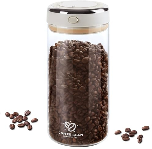 Foyucool 1700ML Vacuum Coffee Canister with One-Way CO2 Valve | Airtight Coffee Bean Storage Container with Date Tracker, Kitchen Jar for Coffee, Snacks, Flower Tea & Grains