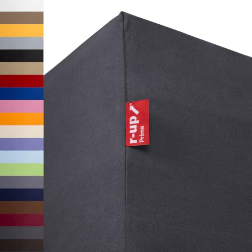r-up Prima Spannbettlaken 180x200-200x220 anthrazitgrau | 97% Baumwolle / 3% Elasthan, 160g/m² Tuchgewicht, bis 35cm Höhe, viele Farben, OEKO-TEX, stressfrei auch für Wasserbetten