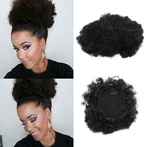 Synthétique Bouclés Wave Pince à Cheveux En Queue De Cheval Court Afro Crépus Frisés Wrap Synthétique Cordon De Serrage Puff Queue De Cheval Extensions De Cheveux Perruque Pour African American(#1)