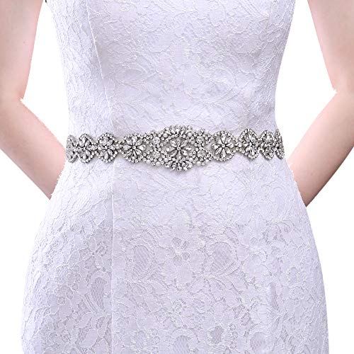 TOPQUEEN Glitzer Kristall Strass Gürtel Satin Schärpe Brautgürtel für Hochzeit Party Brautjungfernkleider (Schwarz)