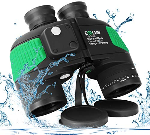 ESSLNB Marine Fernglas mit Entfernungsmesser Nachtsicht Kompass 7x50 Militär Feldstecher Ferngläser Wasserdicht BAK4 für Kinder Erwachsene mit Tasche und Gurt