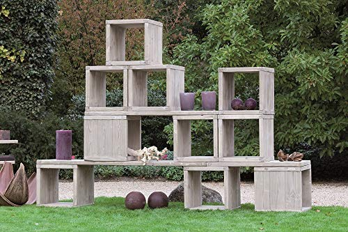 Beauty.Scouts Ante Neo Designer Würfel Viktoria, Holz, 47 x 47 x 47 cm, 8er-Set, Hocker, Beistelltisch, Dekoregal, Regal, Gartenregal, Gartenhocker, Wohnzimmer