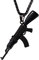 U7 Herren Halskette schwarz Edelstahl Sturmgewehr AK-47 Form Anhänger mit 50+5cm Weizenkette Coole Armee Gewehr Waffe Hip Hop Modeschmuck für Männer Jungen
