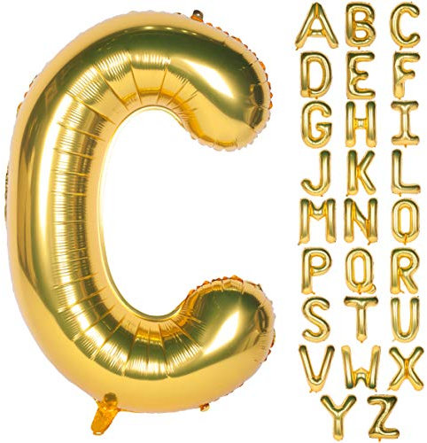 Große Mylar Folie Helium Brief Luftballons 40 Zoll Gold Luftballons Alphabet Buchstaben für Geburtstag Brautdusche Jubiläumsdekorationen(Letter C)