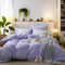MOHAP Bedding Double Duvet Cover Set 3 PCS Plain Brushed Microfiber Easter Gift Bedding 1 Duvet Cover with 2 Zippers and 2 Pillowcases Light Lavender