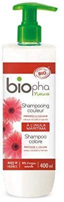 Biopha Nature Farb-Shampoo – mit Olivenöl und Bio-Sheabutter und Inula Maritima Blume – gepflegtes und glänzendes Haar – Pumpflasche 400 ml