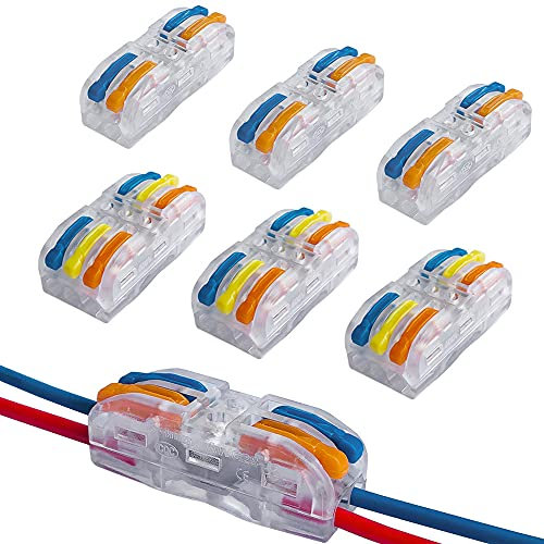 QitinDasen 30Pcs Premium Lever-Nut Wire Connectors Kit, Bilateral Transparent Conductor Compact Wire Connectors, Quick Connector Cable Clamp Terminal Block Spring Connector (Multicolor Lever)