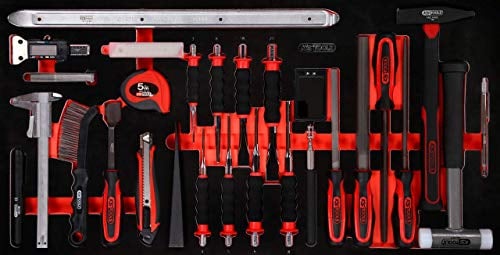 KS Tools 813.1036 Hammer- / Meißel- / und Messwerkzeug-Satz in Schaumstoffeinlage, 36-tlg