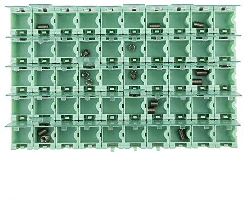 LeKu SMT SMD Aufbewahrungs box, 50 Stück, Komponenten Aufbewahrungsbox, Mini-Behälter, grün, mit transparenten Deckeln für elektronische Komponenten, kleine Gegenstände