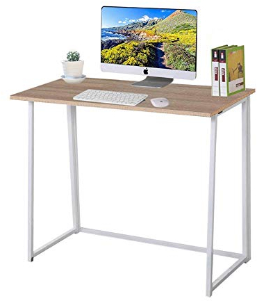 YOLEO faltbar Schreibtisch, Klapptisch Computertisch Bürotisch Arbeitstisch Basteltisch für Home Office (Eiche Farbe)