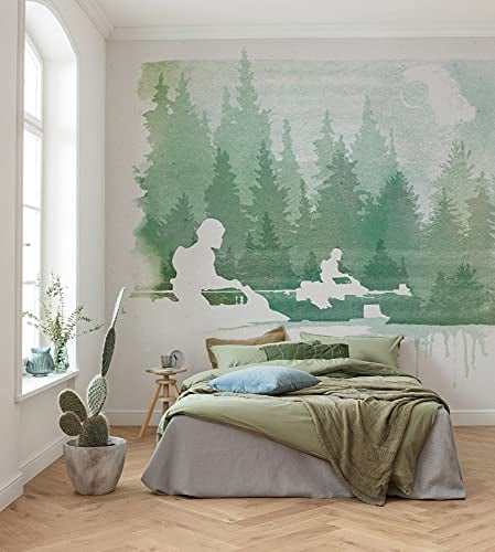 Komar Vlies Fototapete - Star Wars Endor Speeders - Größe: 350 x 280 cm (Breite x Höhe) - Speedbike, Rebellen, Kinderzimmer, Tapete - IADX7-006