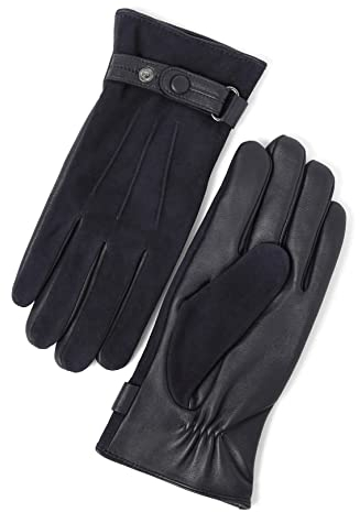 YISEVEN Herren Touchscreen Schaffell Wildleder Handschuhe mit Warm Wildlederhandschuhe Gefüttert Elegant Lederhandschuhe Leder Männer Autofahrer Winterhandschuhe Geschenk, Blau Klein/8.5