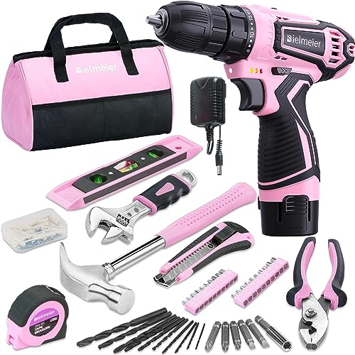 Bielmeier 12V Pink Cordless Drill - Essential Women's Power Drill Tool Set for House Projects - Complete Ladies Tool Set with Stylish Pink Accessories, Ideal for Home Maintenance