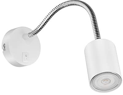 ledscom.de Leselampe WAIKA mit Schwanenhals und Schalter weiß matt, inkl. GU10 LED, PAR16, warmweiß, 6,05W, 374lm, 70°, 3-Stufen-Dimmer