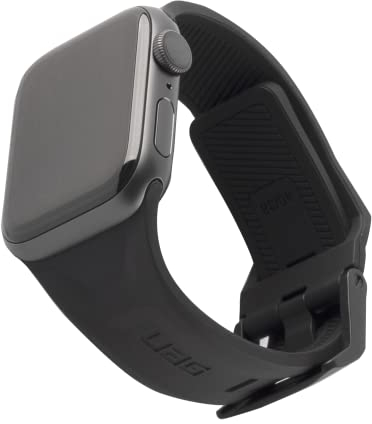 Urban Armor Gear Scout - Cinturino di ricambio in silicone per Apple Watch 41 mm/40 mm/38 mm [Watch SE, serie 8/7/6/5/4/3/2/1, con chiusura in acciaio INOX, colore: Nero