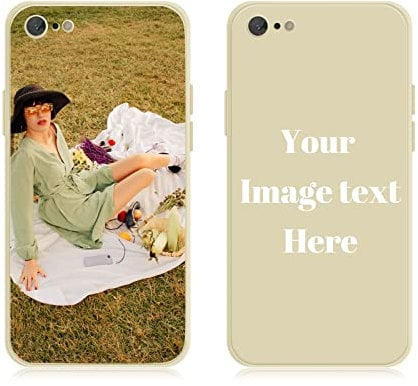 AnNengJing Custom Soft Liquid Silicone Cases Full-Body Protective Personalized Photo Name Text Logo Phone Cover for iPhone 7/8/SE Beige