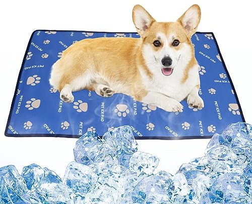 Comfpet Reißfest Kühlmatte für Hunde & Katzen, Kühlmatte für Hunde, Selbstkühlende Hundematte, Ungiftig Kühlkissen für Haustiere, Außenbereich und in Kisten im heißen Sommer (15.2'' x 23'')