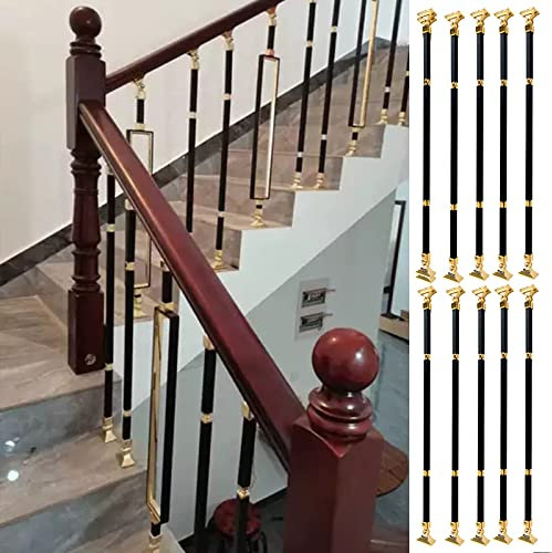 Patio Hotel Balcony Railing Interior Spindle, 95cm Indoor Outdoor Modern Balusters Decoration Black Gold, Metal Staircase Rail Base Rail Column, Garden Wall/ Entrance/ Double Panel ( Color : 10pack ,