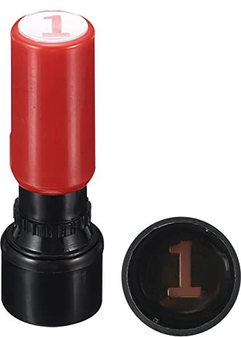 PATIKIL Nummer Stempeln Selbstfärbung Ziffern 1 Plastik Klein Nummer Stempel Nummer Stamper Anfang Stempel für Klassenzimmer Scrapbooking Kunst Rot Schale