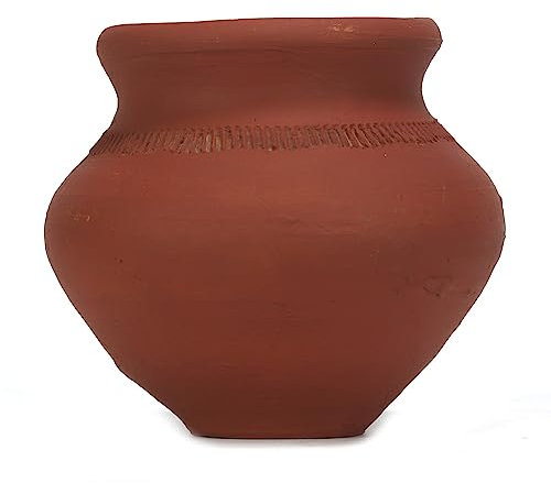 Ashirwad Mitti Kalash Soil Earthen Clay Terracotta Mud Mati for Puja Marriages Karvachoth Pot Grahpravesh Earthenware (4.5 inches)