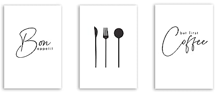 Sprüche Typografie Poster Küche Bon Appetit Besteck Kaffee Schwarz Weiß Leinwand Gemälde Modern Minimalist Druck Wand Kunst Dekor Kein Rahmen
