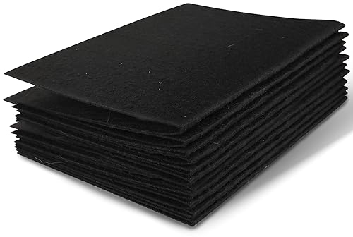Filz zum Basteln, Bastelfilz weiß, 1mm Stark Filzstoff Bastelfilz, 18 x 28.5cm Weicher Bastelfilz zum Basteln, 10 Stück Filzblätter für Handarbeit DIY-Nähprojekt Party Dekorationen (Schwarz)