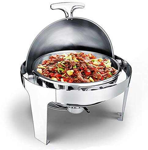 Edelstahl-Chafing-Dishes-Buffet, Elektrischer Catering-Speisenwärmer, Runder Roll-Top-Buffet-Servierer Und Wärmer Für Jede Party – Sparen Sie Eine Menge Mahlzeiten (A)