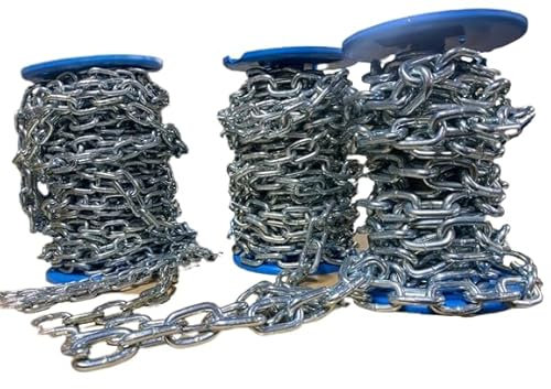 Elkoza DIN 5685 Heavy Duty Hot Dipped Galvanised DIY Strong Short Link Steel Chain (8mm Galvanised Chain, 1 Meter Chain)