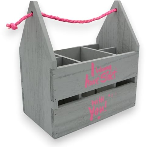 UNUS Flaschenhalter grau I Wanna Have Sekt with You Holz Frauenhandtasche
