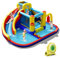 COSTWAY Inflatable Bouncy Castle, Large Water Bounce House with Air Blower, Slide, Paddling Pool, Climbing Wall, Basketball Hoop, Blow up Inflatables Park for Kids