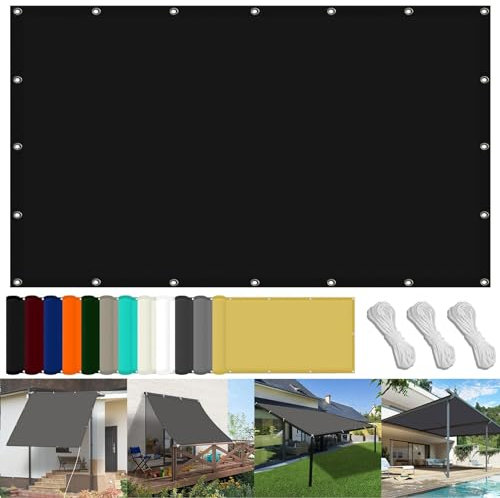 Sun Segel Sonnensegel 40 x 100 cm PES Windschutz Sonnensegel Quadrat Uv-Schutz-Polyestergewebe mit Seil Beschattungsnetz für Pool Schwimmbad Und Gewächshaus, Schwarz